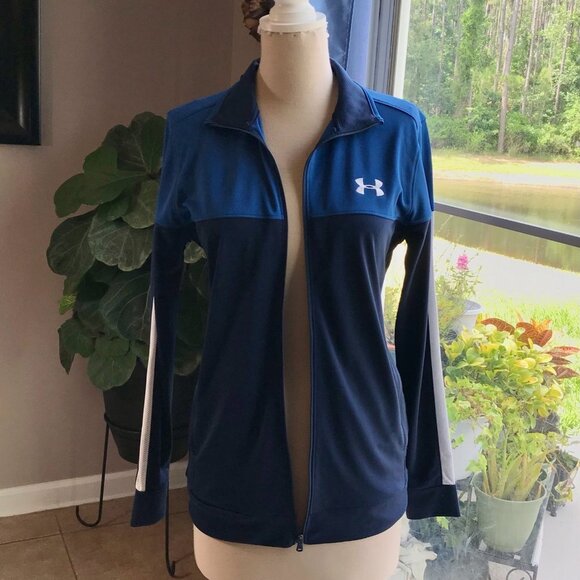 Under Armour Fitted Track Jacket Blue Monotone S - Picture 2 of 5